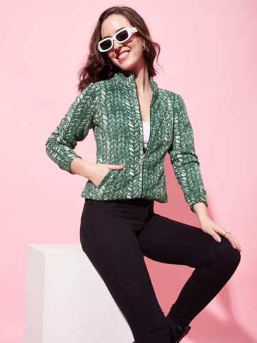 Image of Modeve Women Printed Full Sleeve Jacket for Winter