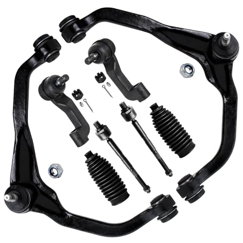 Image of Detroit Axle - 8pc Front End Control Arms Kit for Jeep 08-12 Liberty, 07-11 Dodge Nitro, 2 Upper Control Arms 4 Tie Rod Ends 2 Boots 2008 2009 2010 2011 Replacement