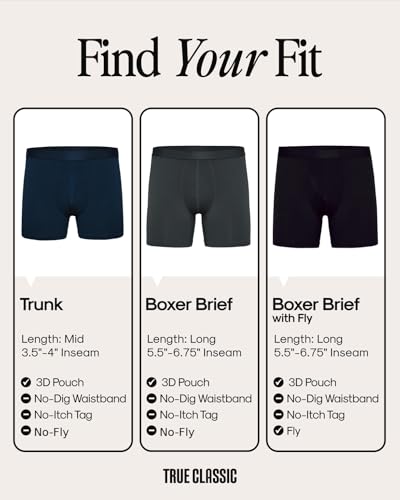 True Classic Mens Underwear – 6" Boxer Briefs, Navy, S - image 3