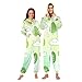 Yuiboo Fresh Green CloveAdults Unisex One Piecing Pajamas for Man Women Couples Costumes Hooded