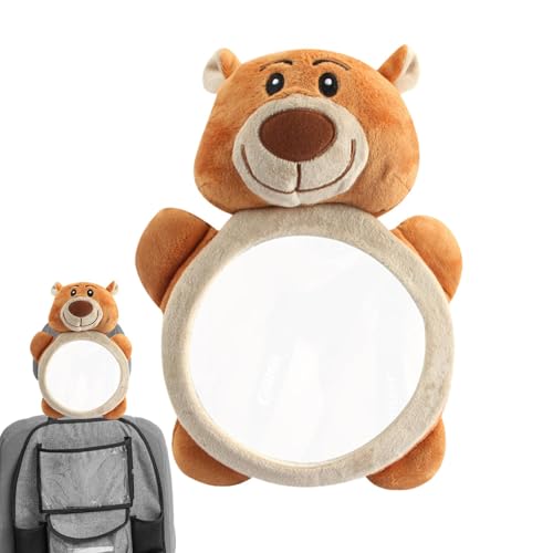 Giocattolo per specchietto retrovisore per auto per bambini, specchio per orsi del fumetto in peluche per sedili posteriori | Giocattolo per seggiolino auto in morbido peluche, specchio per bambini