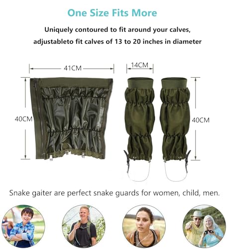 Apkaf Snake Gaiters for Men & Women, Waterproof Snake Proof Gaiters, Adjustable Snake Bite Protection Leg Guards with Leather Buckle, Snake Guards for Hunting, Hiking, Camping, Farm Work