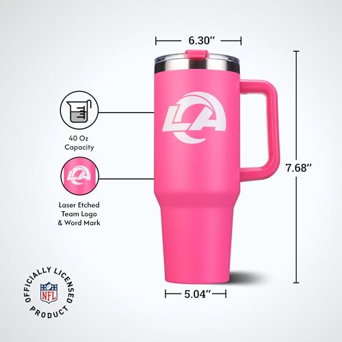 Image of The Memory Company Officially Licensed NFL - Los Angeles Rams 40oz Pink Game Day Tumbler with Team Logo