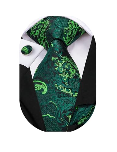 Image of Dubulle Mens Tie Set Solid Paisley Silk Striped Necktie for Men with Cufflinks Tie and Pocket Square