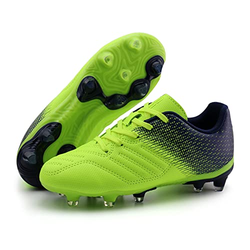 brooman Kids Soccer Cleats Boys Girls Athletic Outdoor Football Shoes (13,Lime Navy) by brooman - Used condition - Image 5
