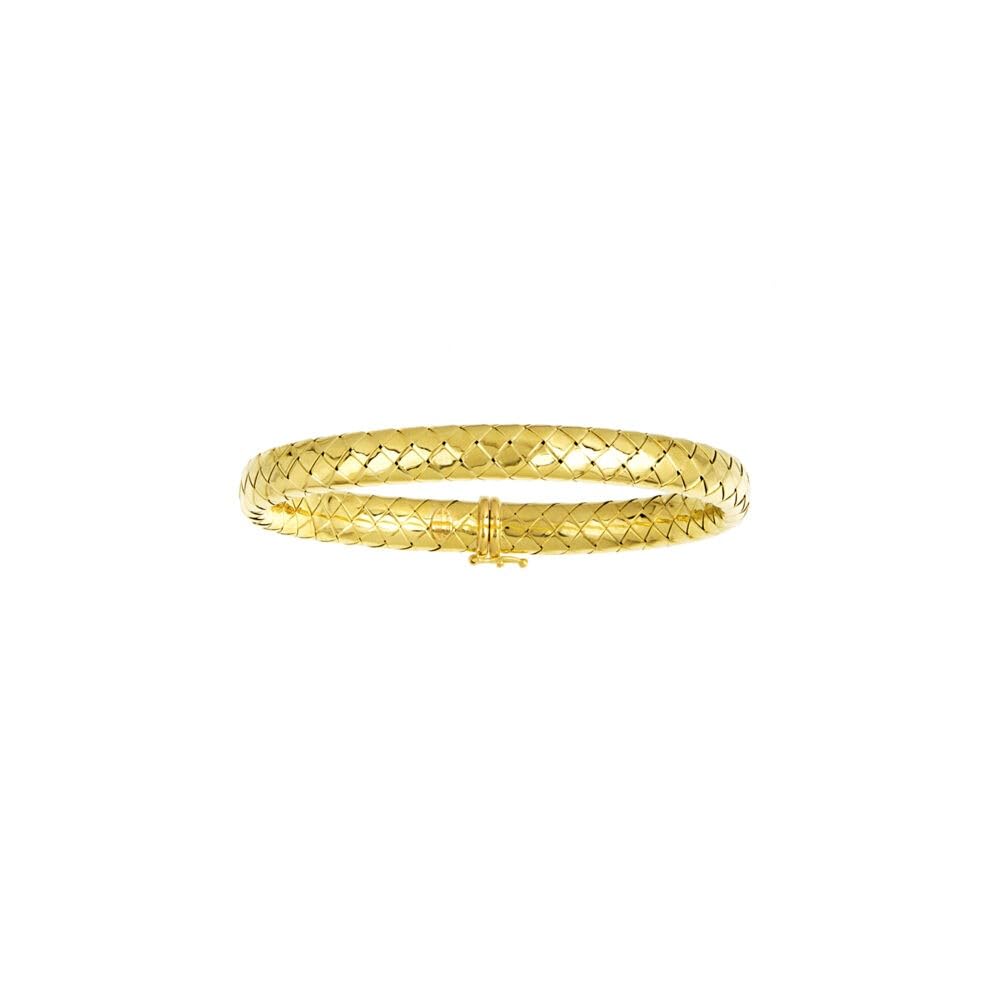 18k Yellow Gold 7 5mm High Polish Woven Bangle Bracelet Real Solid Gold Elegant Jewelry Gift