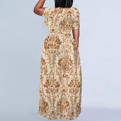 Image of PinkPatty Plus Size Maxi Dress for Women Summer Casual Short Sleeve Tshirt Dresses with Pockets (XL-6XL)