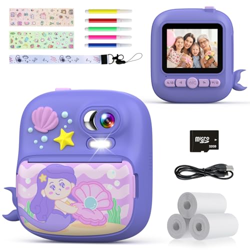 NXPZ Kinderkamera Mit Drucker - 2,4 Zoll Display 1080P HD Sofortbildkamera Für Kinder 3-12 Jahre