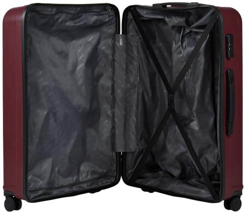 Image of Teakwood Set of 3 8 Wheels Trolley Bag, Hard Cabin with Zipper Closure, Adjustable Push Button & Cross Side Strap, Number Lock System 360 Degree (Set of 3, Maroon)