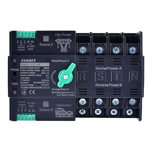 125A 自動転送スイッチ 2P/デザイン & 難燃性ハウジング付き 無停電電源装置に使いやすい ABS PC 自動転送スイッチ