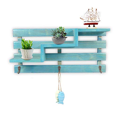margueras 1pcs estante de pared (madera/perchero estante de pared con 3u00a0ganchos