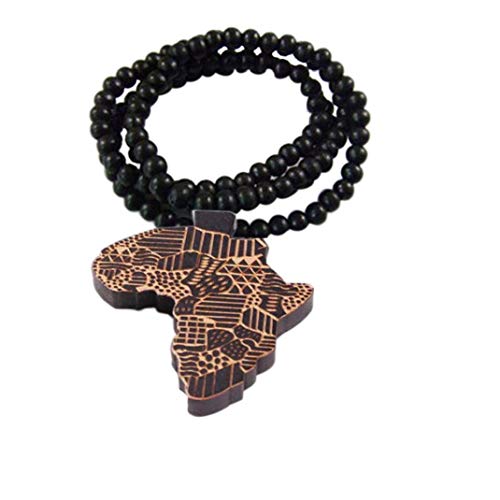 Culer Collar con colgante de madera de África con mapa africano, regalo de San Valentín