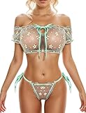 Yishark See Through Lingerie Women Sexy Underwear Set Ladies Matching Bra and Knicker Sets Women Lace Babydoll Lingerie Sets Naughty Sexy Outfits Bedroom See Through Bra Thong Set Bikini Nightwear