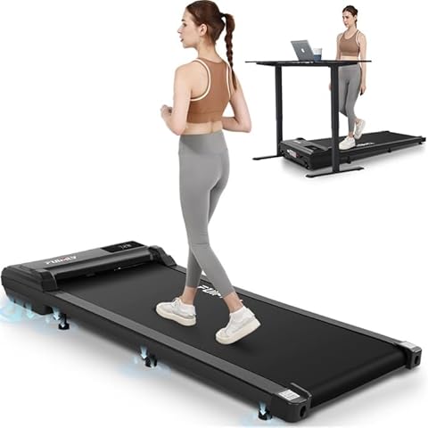 FUNMILY Walking Pad Under Desk Treadmill, 2.5HP Quiet Portable Electric Treadmills for Home 300 lbs Weight Capacity, 3 in 1 Compact Walking Jogging Running Machine with Remote Control and LED Display Cover