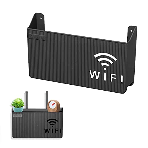 YEJAHY WiFi-Router-Aufbewahrungsbox, Wandhalterung, Wohnzimmer, TV-Wandregal, Set-Top-Box, Regal, für Heimdekoration, Schwarz