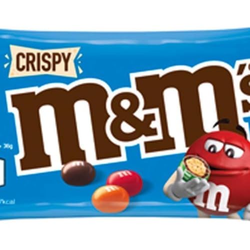 M&M's Crispy, Schokoladen Großpackung, 24 x 36g, Knusprige Schokolinsen als Süßigkeiten, Schokoladen Geschenk (816g) 2