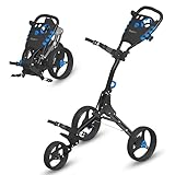 SereneLife Golf Push Pull Cart – Lightweight, Foldable, Bag Holder with Adjustable Handle, Caddy Accessories, Compact Folding Golf Trolley for Travel
