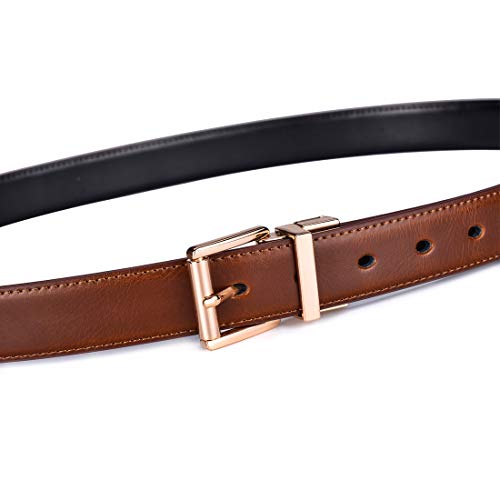 Image of Beltox Men's Belt Dress Casual Reversible Leather 1.1 inch w Roller Buckle Rotated
