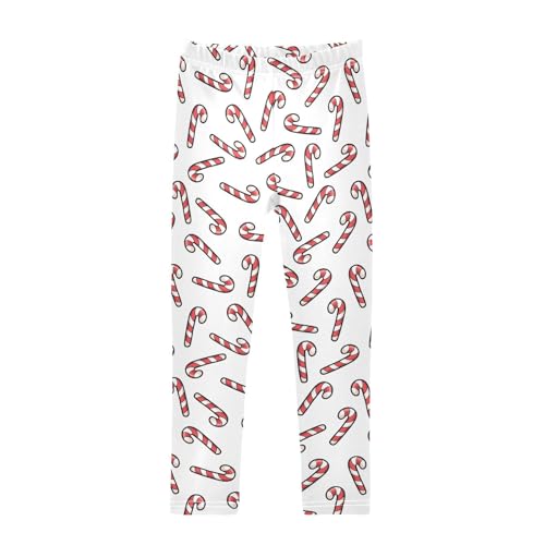 CaTaKu Girls Leggings Candy Cane Cute Holiday Leggings for Girls Kids Athletic Workout Yoga Pants Size 4-10T