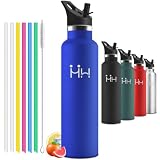 Mulbijeo Borraccia in acciaio inox 1000 ML senza BPA, borraccia per bambini, borraccia termica doppia parete anti‑perdita, bottiglia d’acqua con cannuccia, acciaio inox 18/8