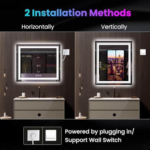 LED Mirror for Bathroom, 72"X36" with 8 RGB Backlit +3 Front Lit (Adjustable Individually), Anti-Fog, Large Lighted Bathroom Vanity Mirror for Wall,Shatterproof,Memory Function,Tempered Glass