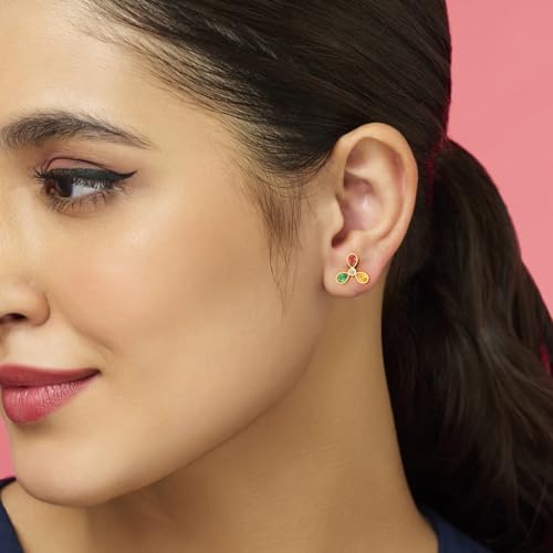 Image of Joyalukkas 22k (916) Purity | BIS Certified | Elegant Tricolor Petal Gold Earrings For Women