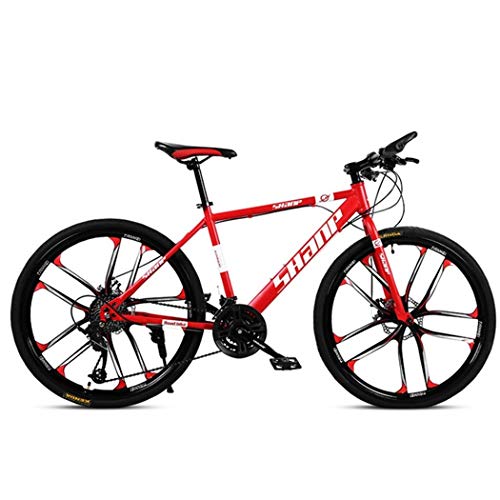 JLRTY Mountainbike Mountainbike, Bergfahrräder Hardtail, Carbon-Stahlrahmen, Vorderradaufhängung Und Dual Disc Brake, 26 Zoll (Color : Red, Size : 21-Speed)