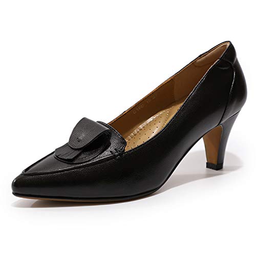 Mona flying Women's Leather Pumps Dress Shoes High Heels Med Heel Pointed Toe Formal Office Shoes for Women Ladies Mona flying Women's Leather Pumps Dress Shoes High Heels Med Heel Pointed Toe Formal Office Shoes for Women Ladies