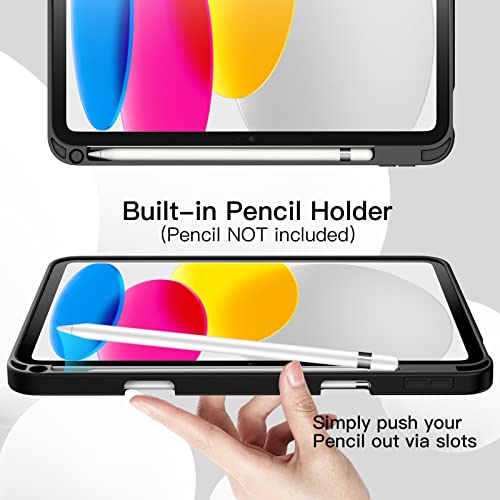 Image of JETech Cover Case for iPad (A16) 11th /10th Generation (2025 /2022) with Pencil Holder, Slim Tablet Cover with Soft TPU Back, Auto Wake /Sleep (Black)