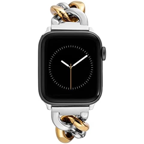 Anne Klein Fashion Chain Bracelet for Apple Watch, Secure, Adjustable, Apple Watch Replacement Band, Fits Most Wrists, Two Tone, 42/44/45/Ultra(49mm), WK/1016GPTT424445 Cover