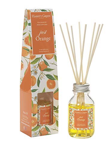 Hassett Green London - Just Orange Fragrance Oil Reed Diffuser 100ml - Long Lasting Home Indoor Fragrance with 8 Rattan Reeds