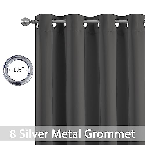 Yakamok Blackout Curtains Room Darkening Thermal Insulated Window Panels,Solid Grommet Top Drapes for Bedroom/Living Room(52Wx90L, Charcoal Grey, 2 Panels)