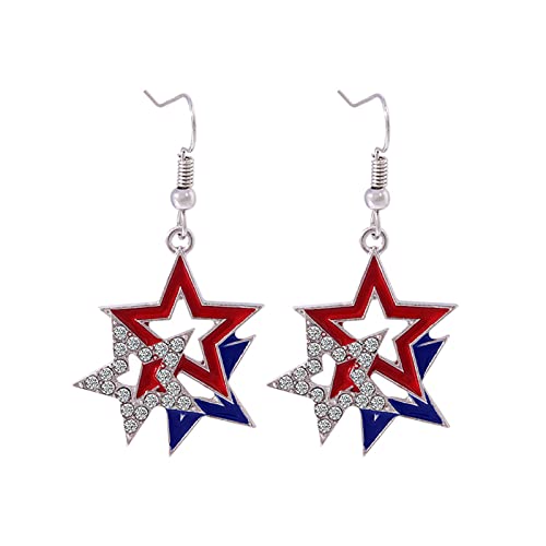USA Patriotic Dangle Earrings for Women,Red White Blue Stripe American Flag Earrings,Acrylic Star Heart USA Drop Earrings,4th of July Ndependence Day Patriotic Earrings,USA American Independence Day Outfit