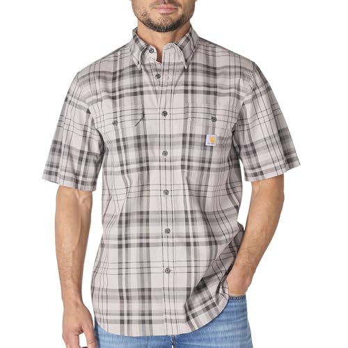 Carhartt Mens 107273 Fort Loose Short Sleeve Plaid Shirt X-Large Carhartt Gray