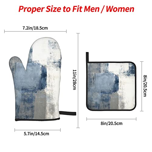 Donmyer POTHOLDERS-20220607-1-15 Blue And Grey Abstract Art Painting Oven Mitts Pot Holders Sets Of 4 Polyester High Heat Resistant thumb #3