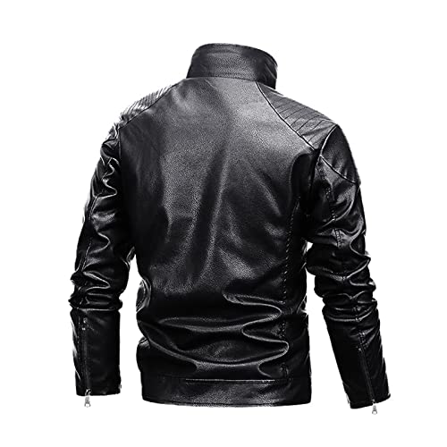 Chaqueta de cuero sintético para hombre, cálida y de corte ajustado miniatura 2