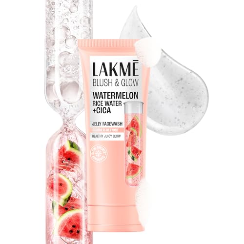 Image of LAKME Blush & Glow, Jelly Facewash, 100g, for Naturally Glowing Skin, with Watermelon Rice Water & Cica, Gentle Daily Cleanser, for Men and Women