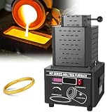 DDZJTPP Gold Schmelzofen, 1600℃/2912℉ Digitaler Elektrischer Schmelzofen Mit Graphit Tiegel Für Schmelzkratzer, Silber, Gold, Kupfer, Aluminium, 220V Verfeinerung des Gussefens,Black-3KG
