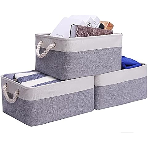 Large Grey White Storage Baskets Set of 3 Cover