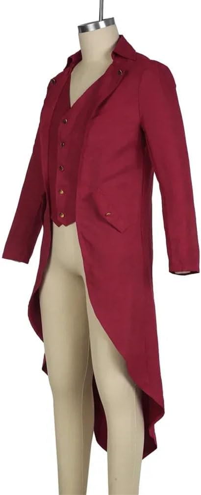 Mens Steampunk Medieval Tailcoat Jacket Gothic Windbreaker Coat Cape Fashion Cloak Jacket Victorian Frock Coat