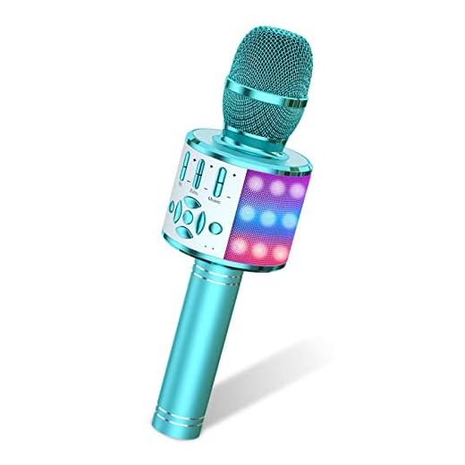 Amazmic Kids Karaoke Microphone Machine Toys for Girls Bluetooth Microphone with LED Light, Birthday Gift for Girls Boys 3 4 5 6 7 8 9 10 11 12 Year Old Kids Toys(Blue)