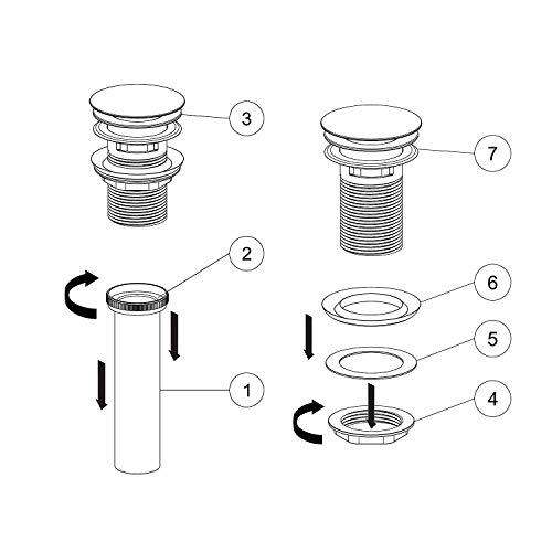 KES Bathroom Sink Drain with Overflow Vessel Sink Lavatory Vanity Pop Up Drain Stopper Polished Chrome Finish, S2007A-CH