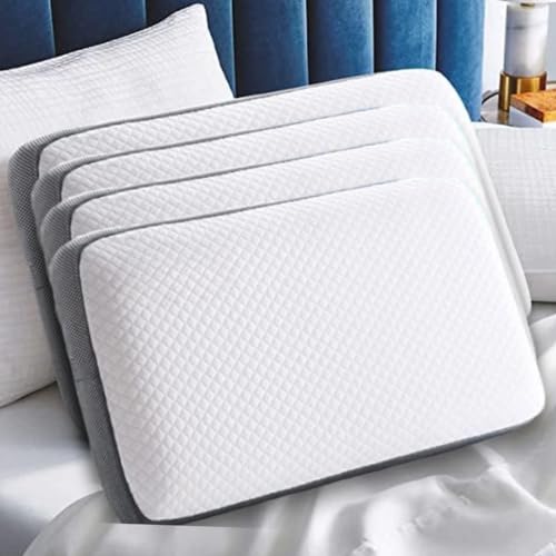 Image of CUSHIO Memory Foam Pillow | Size 24 inchx16 inchx4 inch (Set of 4) Orthopedic & Cervical Pillow for Relieving Neck & Shoulder Pain with Free Pillow Cover (White & Grey)
