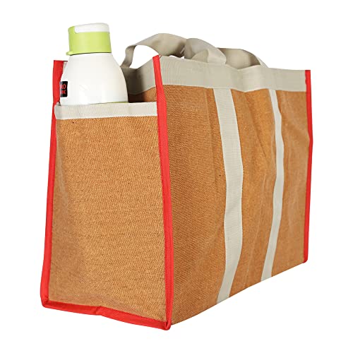 Image of (#B2B212228CA Eco Friendly Reusable Foldable Fabric Grocery Vegetable Shopping jhola Bag Heavy Canvas 1 pc Large 17x8x13 inch