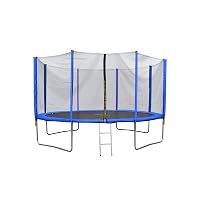 Evre 14Ft Outdoor Trampoline with Safety Net, Padded Poles and Ladder in Blue Colour