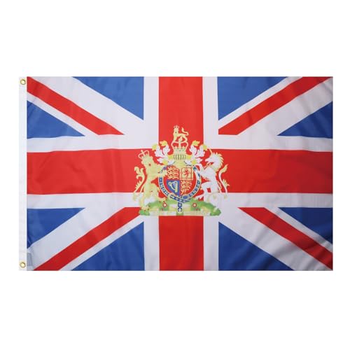 Image of AZ FLAG - United Kingdon Coat Of Arms Flag - 2x3 Ft - 100D Polyester Uk - British - England Banner with Two Metal Grommets - Fade Resistant - Vivid Colors - 2' x 3' Feet - 90x60 Cm