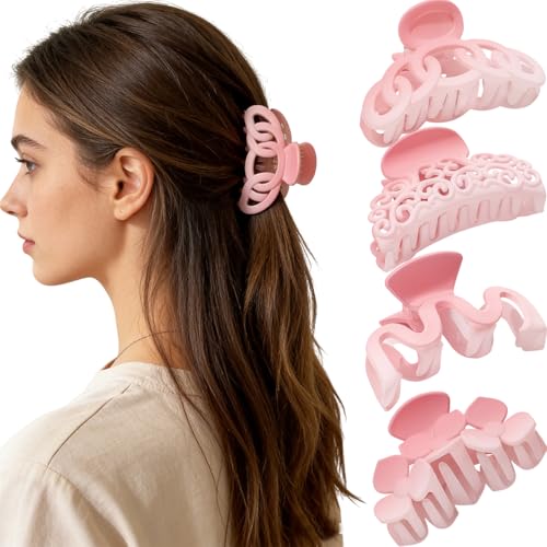 Pinzas para cabello rosas paquete de 4 unidades miniatura 1