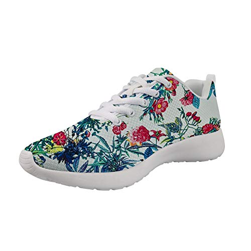 Amzbeauty Chaussures de course pour femme - Baskets basses en maille - Légères - Sport athlétique - Pointure 35 à 42 - Blanc - Stype 3., 40 EU Cover