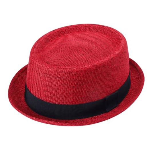 Trenzeo Porkpie Fashion Hat – Breathable Summer Mesh Pork Pie Hat for Men Outdoor Hat Men's Hats (UK, Alpha, XXL, Standard, Red)