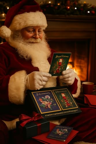 Générique Set mit 10 luxuriösen Weihnachtskarten mit Umschlägen – elegante festliche Designs, goldfarbene Ornamente, ideal für Neujahrswünsche, FSC-zertifiziert (blau)